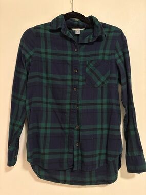 Old Navy Green & Blue Plaid Button-Down Shirt
